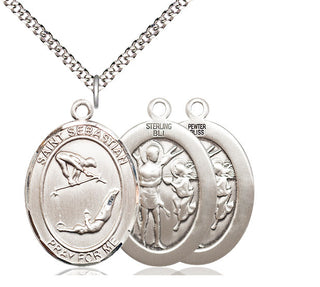 Pewter Saint Sebastian Gymnastics Medal Catholic Jewelry