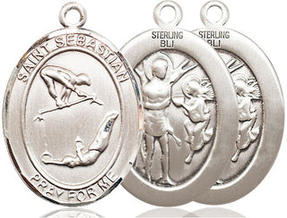 Sterling Silver Saint Sebastian Gymnastics Medal Catholic Jewelry