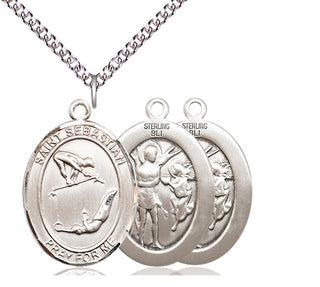 Sterling Silver Saint Sebastian Gymnastics Medal Catholic Jewelry