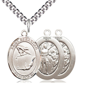 Sterling Silver Saint Sebastian Gymnastics Medal Catholic Jewelry