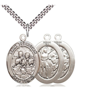 Sterling Silver Saint Sebastian Choir Medal Catholic Jewelry