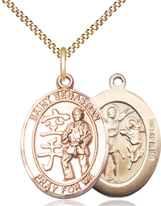 14kt Gold Filled Saint Sebastian Karate Medal Catholic Jewelry