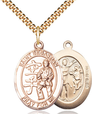 14kt Gold Filled Saint Sebastian Karate Medal Catholic Jewelry