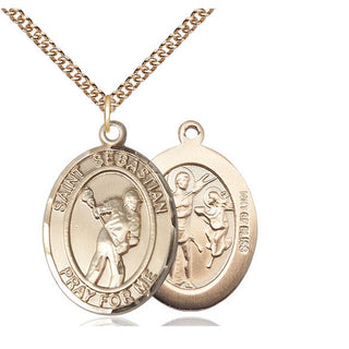 14kt Gold Filled Saint Sebastian Lacrosse Medal Catholic Jewelry