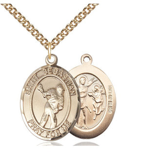 14kt Gold Filled Saint Sebastian Lacrosse Medal Catholic Jewelry