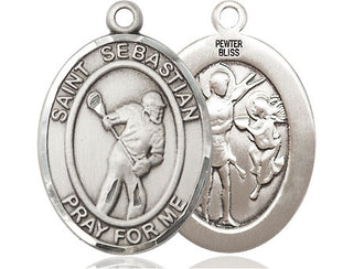 Pewter Saint Sebastian Lacrosse Medal