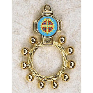 Bulk St. Benedict Gold Tone Finger Rosary