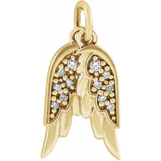 14K Yellow .03 CTW Natural Diamond Angel Wings Pendant
