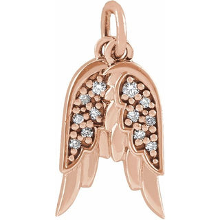 14K Rose .03 CTW Natural Diamond Angel Wings Pendant
