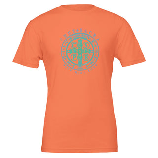 St. Benedict Medal Teal Gradient T-Shirt - view 3