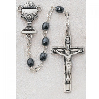 Sterling Silver Oval Hematite Rosary