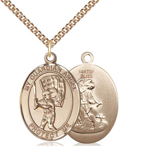 14kt Gold Filled Guardian Angel Baseball Medal Catholic Jewelry