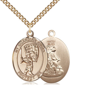 14kt Gold Filled Guardian Angel Baseball Medal Catholic Jewelry