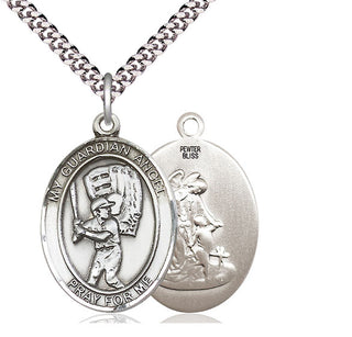 Pewter Guardian Angel Baseball Medal Catholic Jewelry