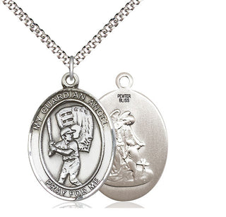 Pewter Guardian Angel Baseball Medal Catholic Jewelry