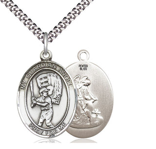 Pewter Guardian Angel Baseball Medal Catholic Jewelry