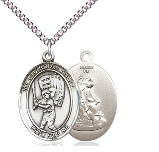 Sterling Silver Guardian Angel Baseball Medal Catholic Jewelry
