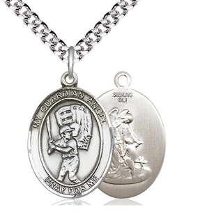 Sterling Silver Guardian Angel Baseball Medal Catholic Jewelry