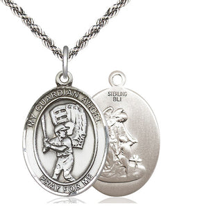 Sterling Silver Guardian Angel Baseball Medal Catholic Jewelry