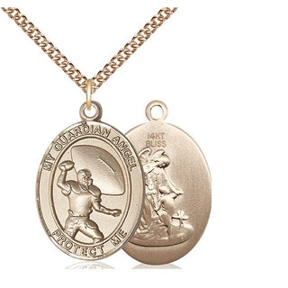 14kt Gold Guardian Angel Football Medal