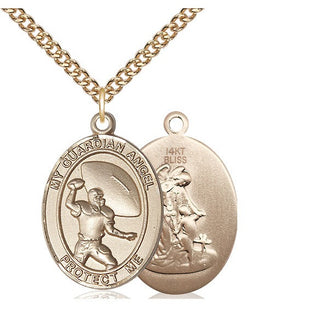 14kt Gold Guardian Angel Football Medal