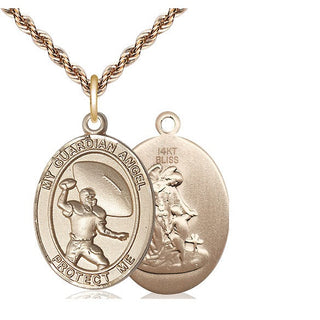 14kt Gold Guardian Angel Football Medal