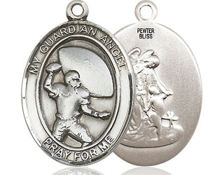Pewter Guardian Angel Football Medal
