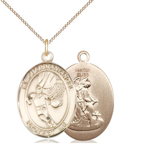 14kt Gold Filled Guardian Angel Basketball Medal Catholic Jewelry