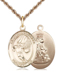 14kt Gold Filled Guardian Angel Basketball Medal Catholic Jewelry