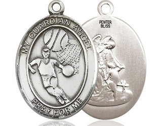 Pewter Guardian Angel Basketball Medal