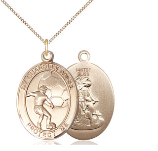 14kt Gold Filled Guardian Angel Soccer Medal Catholic Jewelry