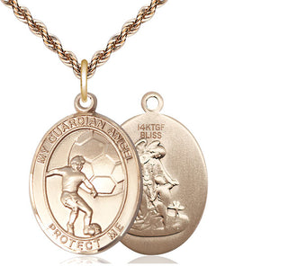 14kt Gold Filled Guardian Angel Soccer Medal Catholic Jewelry