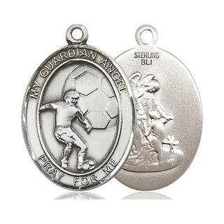 Sterling Silver Guardian Angel Soccer Medal