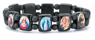 Black Wood with Color Pictures Of Saints 12-Pack