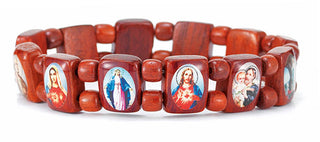 Brown Wood Patron Saints Bracelet 12-Pack