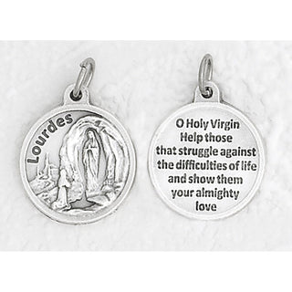 Bulk Lady of Lourdes Silver Tone Round Medals