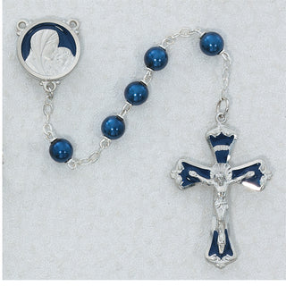 7MM Dark Blue Rosary with Enamel