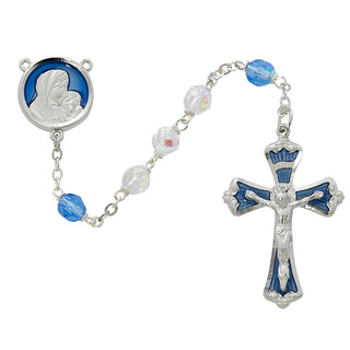 7MM Light Blue Rosary with Enamel