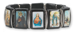 Black Wood and Metal Patron Saint Bracelet