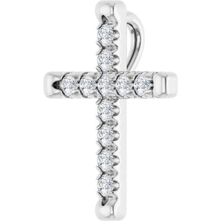 Sterling Silver 1/5 CTW Natural Diamond French-Set Cross Pendant