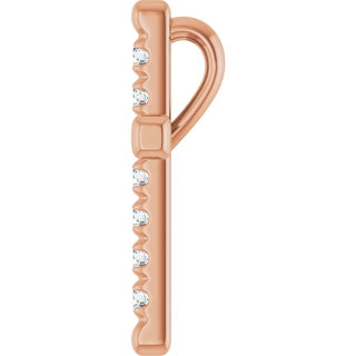 14K Rose 1/5 CTW Natural Diamond French-Set Cross Pendant