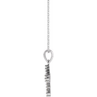 14K White 3/8 CTW Natural Diamond Cross 16-18" Necklace
