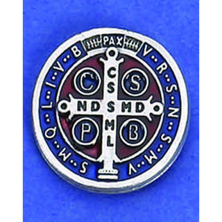 6-pack - Saint Benedict Lapel Pin - Silver Tone Dark Blue
