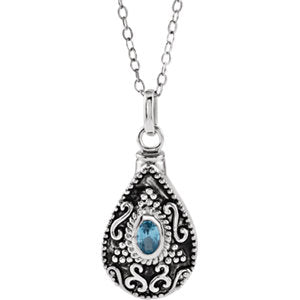 Sterling Silver December Birthstone Tear Ash Holder 18" Necklace