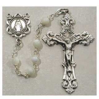 Sterling Silver 5MM Mother Of Pearl Rosary