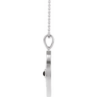 Platinum Natural Black Onyx & 1/6 CTW Natural Diamond Evil Eye 16-18" Necklace