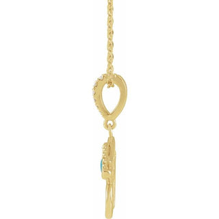 14K Yellow Natural Turquoise & .08 CTW Natural Diamond Eye of Horus 16-18" Necklace