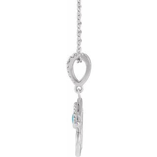 14K White Natural Turquoise & .08 CTW Natural Diamond Eye of Horus 16-18" Necklace
