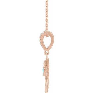 14K Rose Natural Turquoise & .08 CTW Natural Diamond Eye of Horus 16-18" Necklace