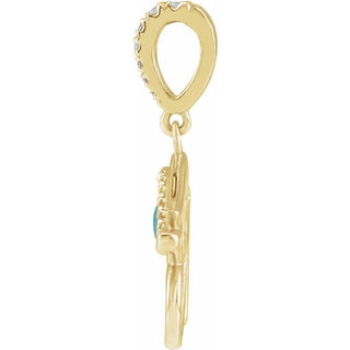 14K Yellow Natural Turquoise & .08 CTW Natural Diamond Eye of Horus Pendant